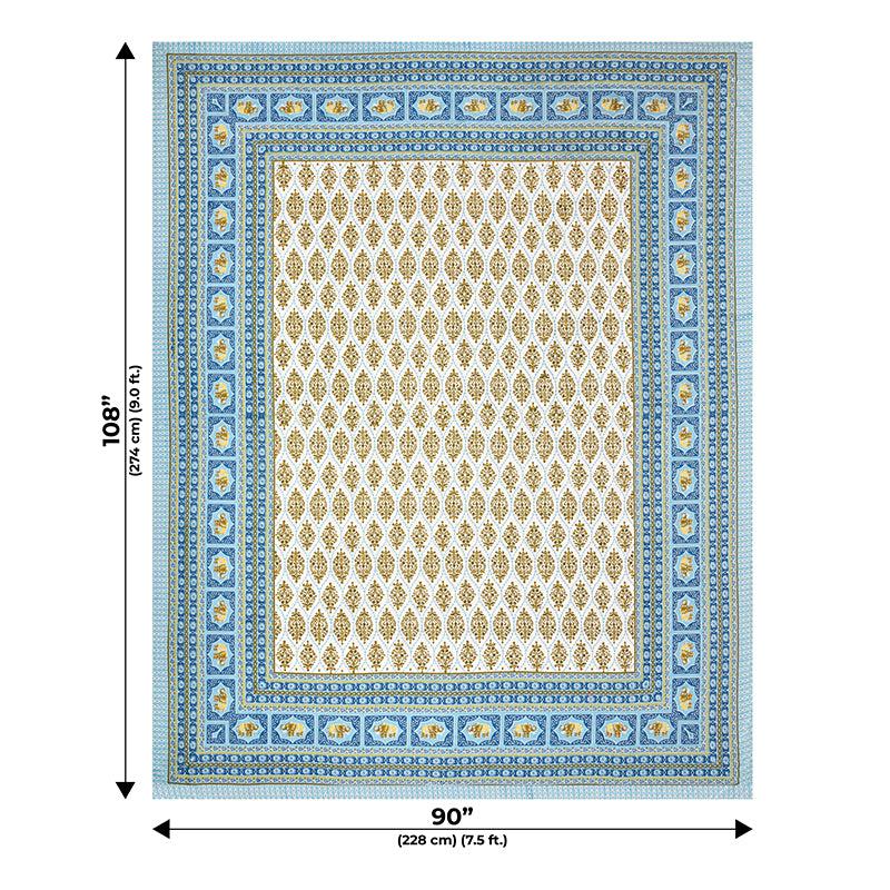 Buy Mahat Ethnic Bedsheet - Blue,Yellow Bedsheets from Vaaree