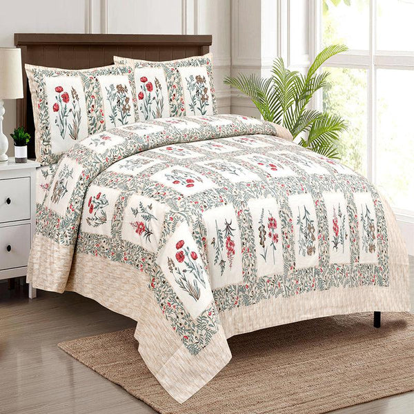 Buy Siddhi Floral Bedsheet - White,Green Bedsheets from Vaaree