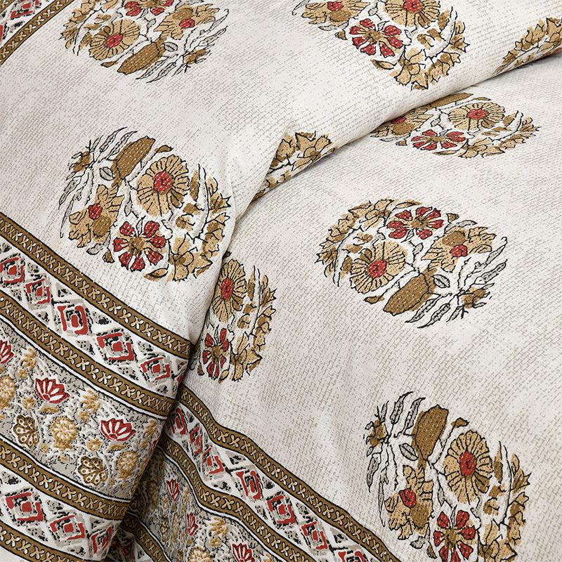 Buy Thantra Ethnic Bedsheet - White,Brown Bedsheets from Vaaree