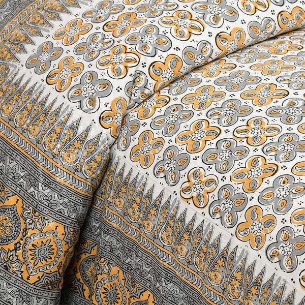 Buy Murti Ethnic Bedsheet - Yellow,Grey Bedsheets from Vaaree