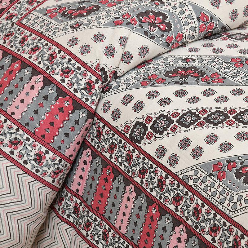 Buy Eshan Ethnic Bedsheet - White,Pink Bedsheets from Vaaree