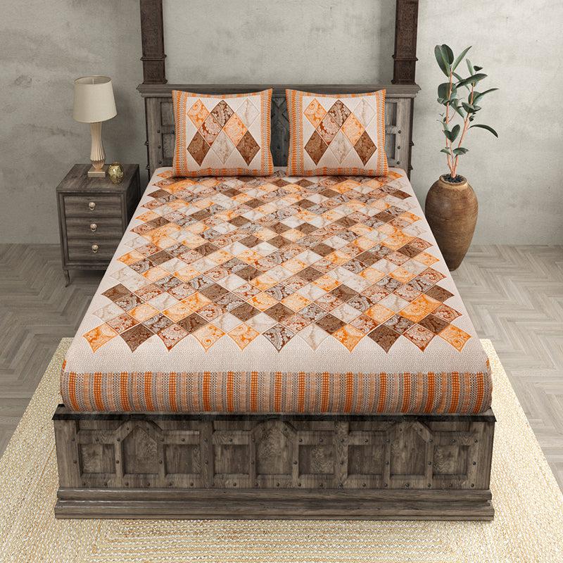 Buy Mateo Geomatric Bedsheet - Orange Bedsheets from Vaaree