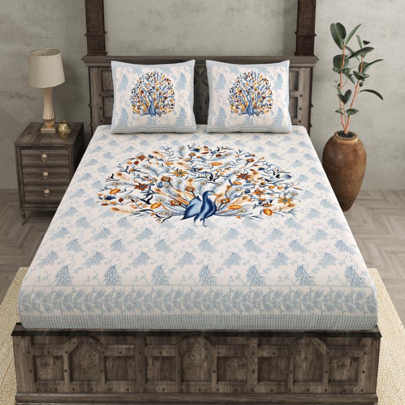 Buy Navil Ethnic Bedsheet - Blue Bedsheets from Vaaree