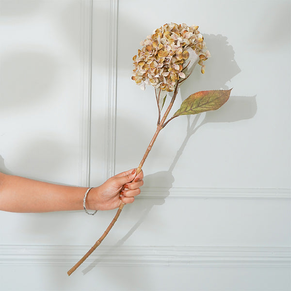 Faux Autumn Hydrangea Flower Stick (Light Brown) - 26 CM