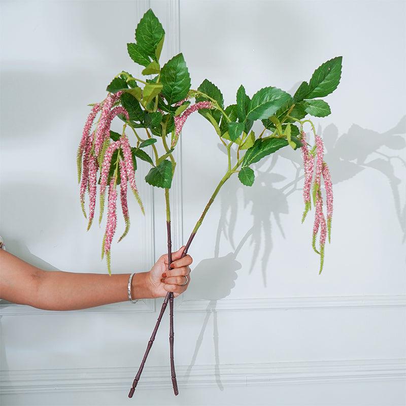 Buy Faux Pink Amaranthus Millet Grass Flower Stick (38 CM) - Set Of Two Artificial Flowers from Vaaree