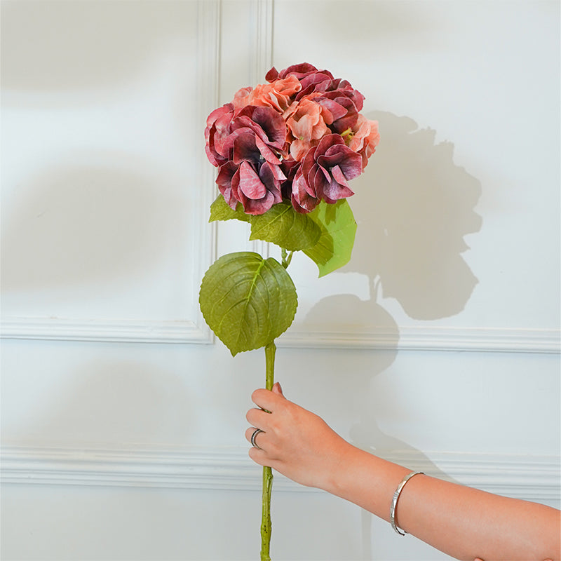 Buy Faux Autumn Hydrangea Flower Stick (Pink) - 25 CM Artificial Flowers from Vaaree