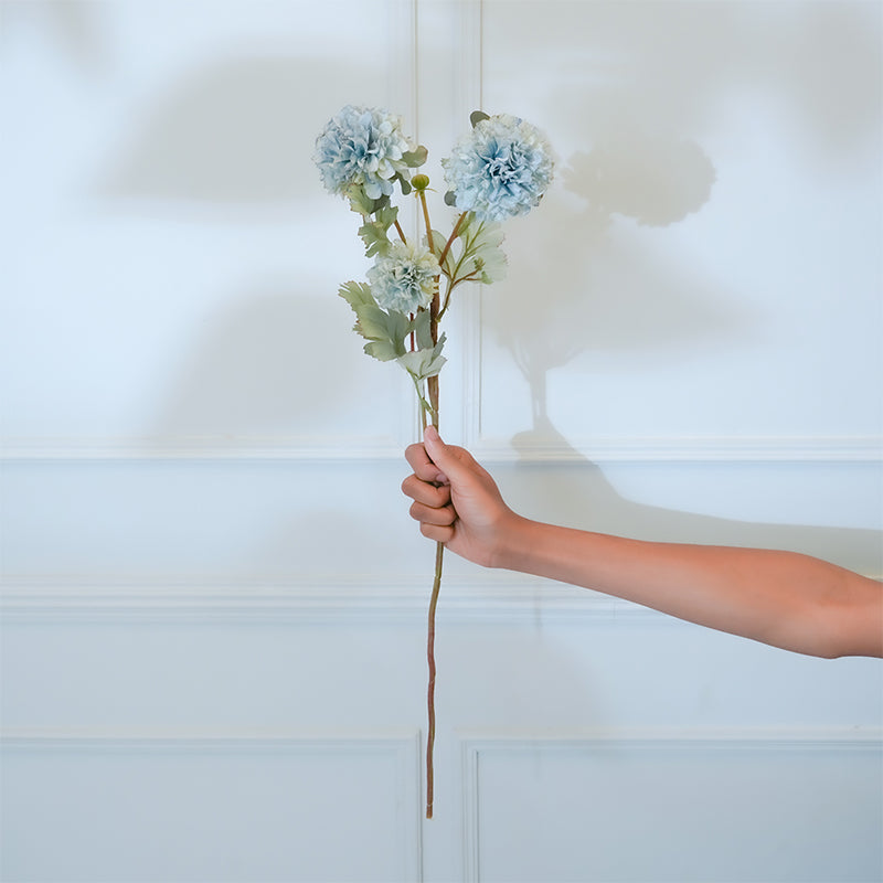 Buy Faux Ball Mum Chrysanthemum Flower Stick (Blue) - 28 CM Artificial Flowers from Vaaree