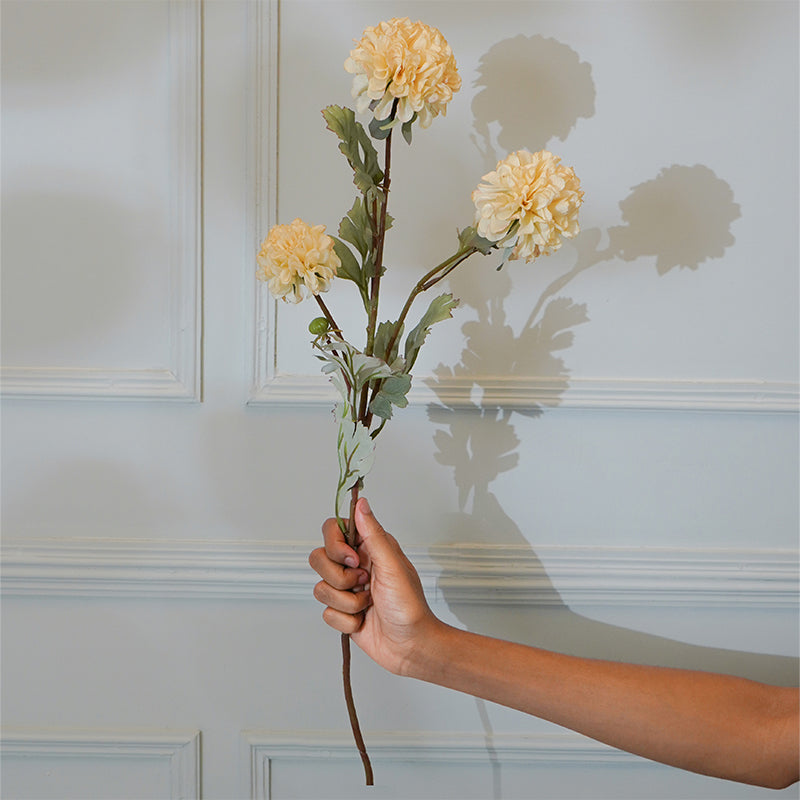 Buy Faux Ball Mum Chrysanthemum Flower Stick (White) - 28 CM Artificial Flowers from Vaaree