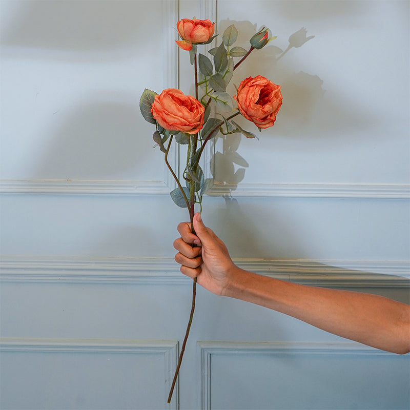 Buy Faux Peony Flower Stick (Orange) - 29 CM Artificial Flowers from Vaaree