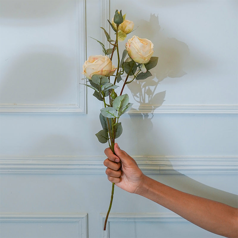 Buy Faux Peony Flower Stick (Creamy White) - 29 CM Artificial Flowers from Vaaree