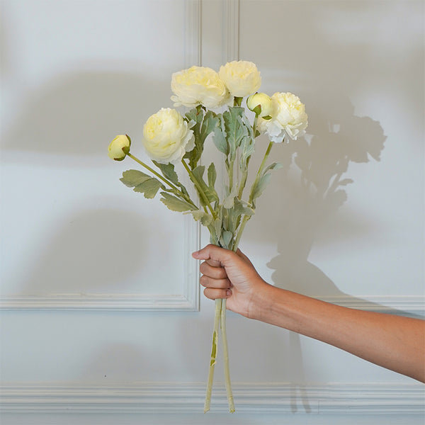 Faux White Peony Flower Stick (20 CM) - Set Of Two