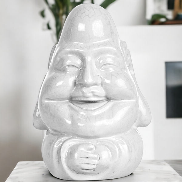 Osha Mini Smiling Buddha Showpiece - White
