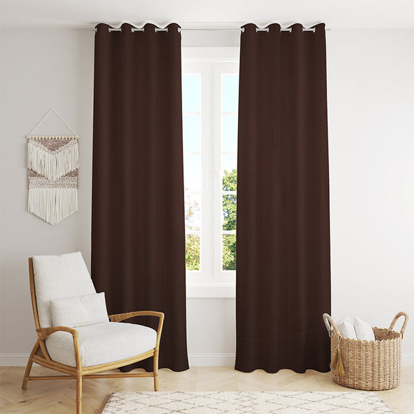 Buy Nisha Blackout Curtain (Brown) - Set Of Two Curtains from Vaaree