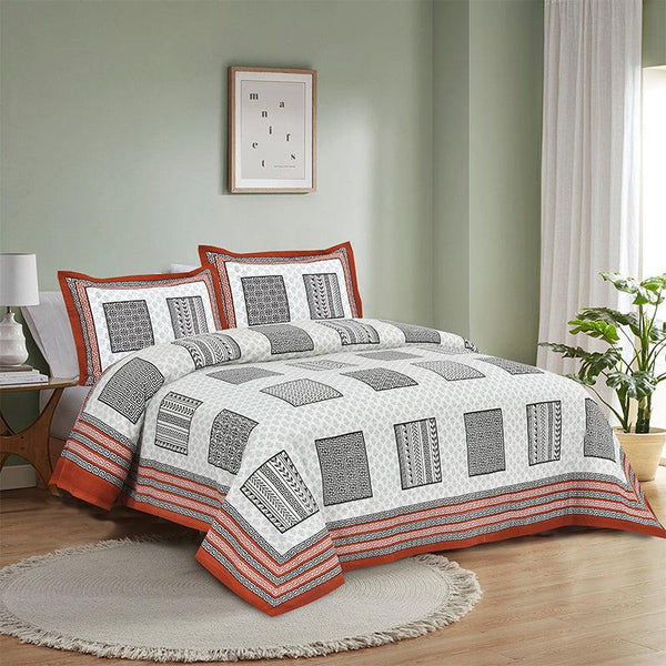 Buy Truptii Printed Bedsheet - White & Brown Bedsheets from Vaaree