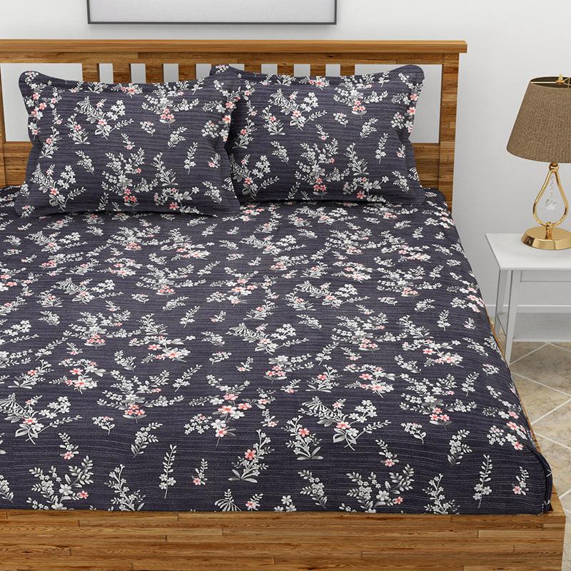 Bedsheets - Gilma Floral Bedsheet - Dark Grey