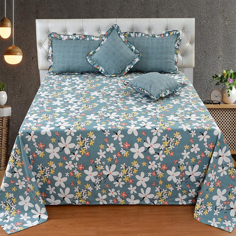 Buy Magnia Frilled Floral Bedding Set - Five Piece Set Bedding Set from Vaaree