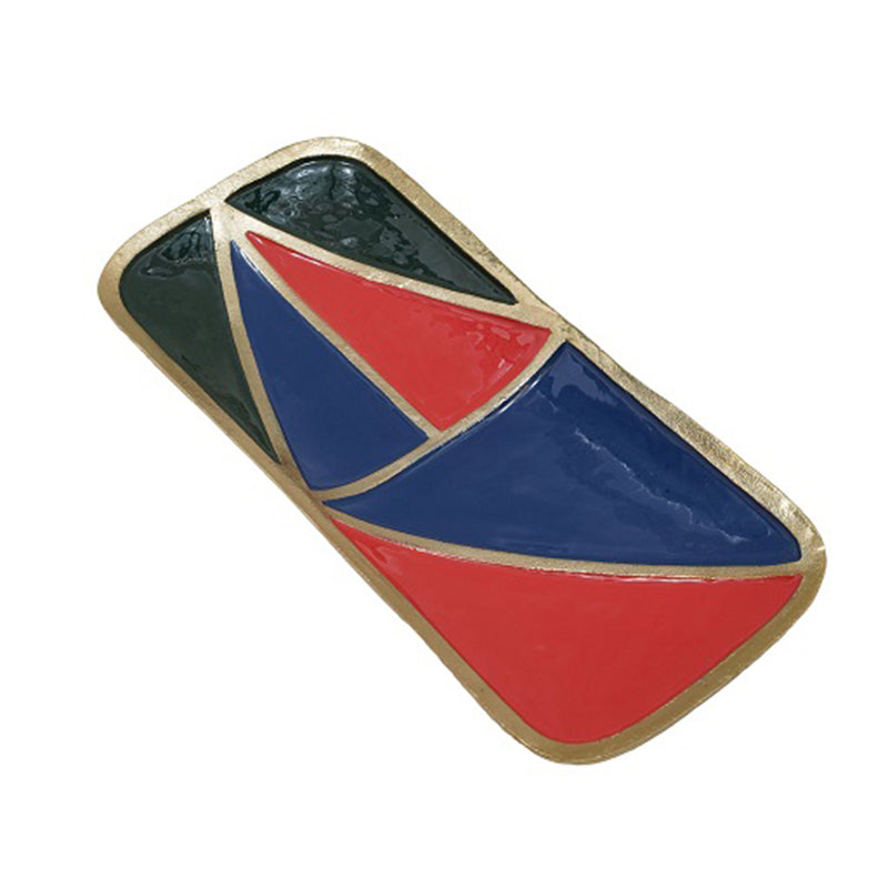 Buy Izen Geometric Platter - Dark Blue & Red Platter from Vaaree