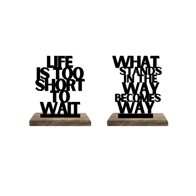 Buy Short Life Big Moves Typography Showpiece - Set Of Two Showpieces from Vaaree