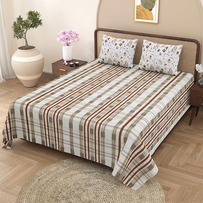 Buy Everly Striped Bedsheet - Brown Bedsheets from Vaaree