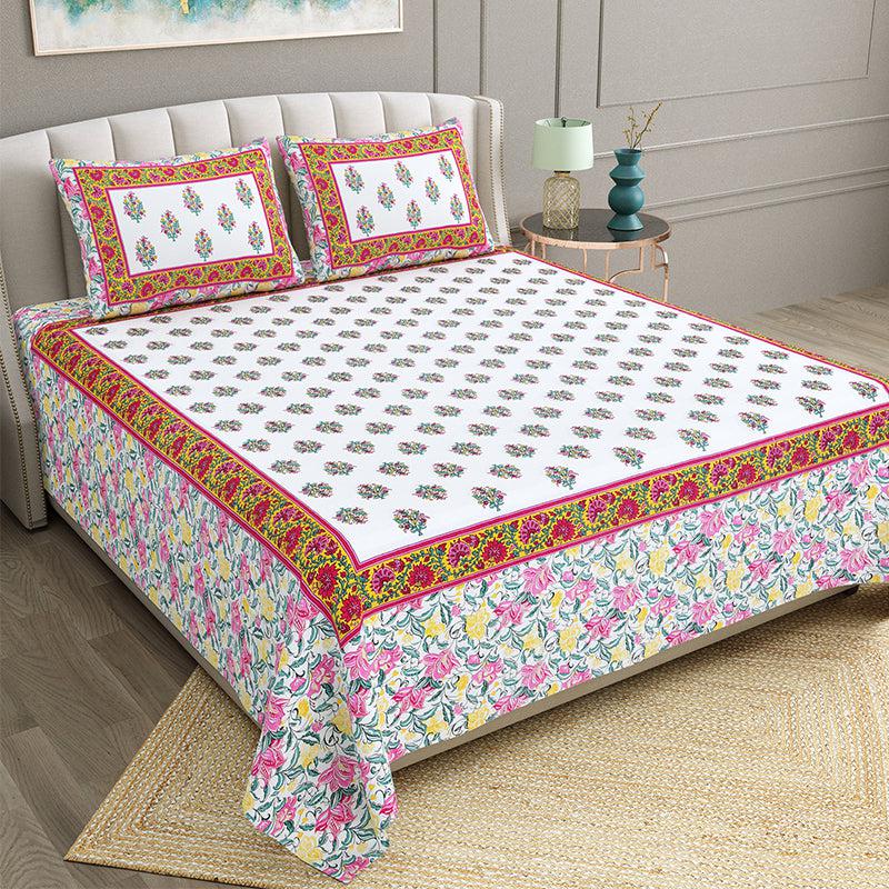 Buy Bhasma Floral Bedsheet - Red & White Bedsheets from Vaaree