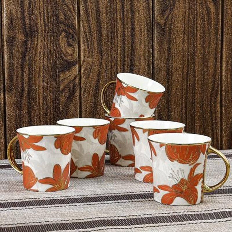 Mug & Tea Cup - Niha Ceramic Cup (180 ML) - Set Of Six