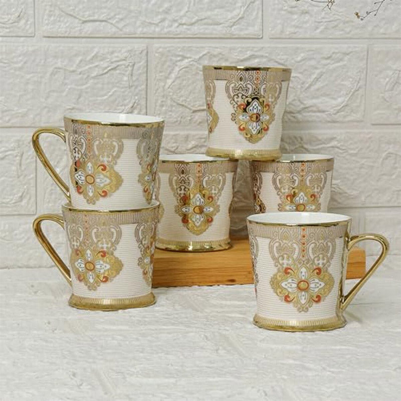 Mug & Tea Cup - Lema Ethnic Cup (180 ML) - Set Of Six