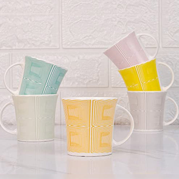 Mug & Tea Cup - Hiya Ceramic Cup (160 ML) - Set Of Six