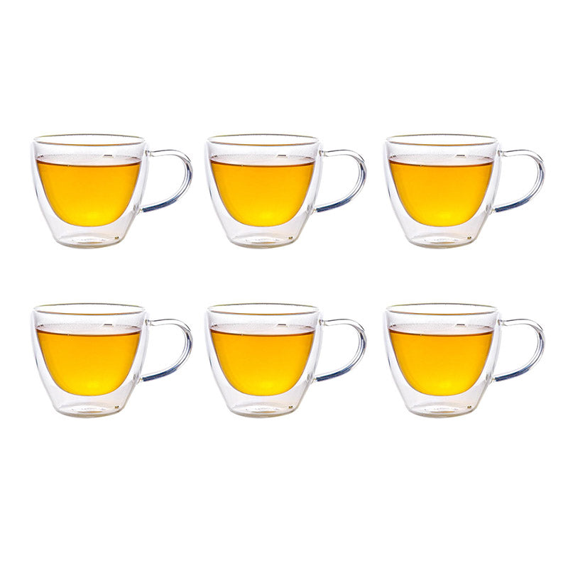 Mug & Tea Cup - Nestora Double Wall Glass Cup (200 ML) - Set Of Six