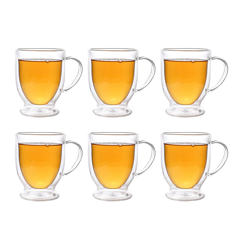 Mug & Tea Cup - Ajura Double Wall Glass Cup (250 ML) - Set Of Six