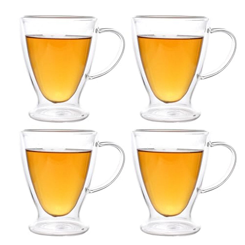 Mug & Tea Cup - Ayasha Double Wall Glass Cup (320 ML) - Set Of Four