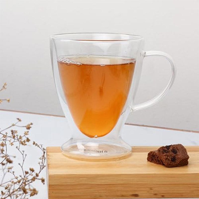 Mug & Tea Cup - Ayasha Double Wall Glass Cup (320 ML) - Set Of Six