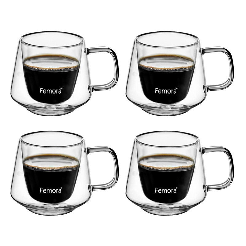 Mug & Tea Cup - Imtera Double Wall Glass Cup (200 ML) - Set Of Four