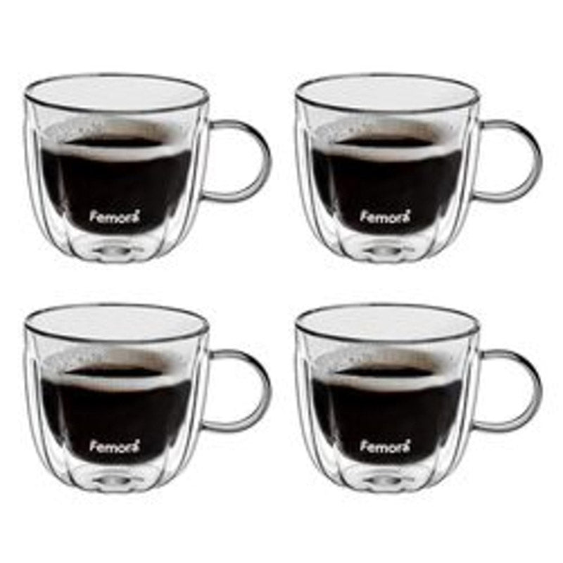 Mug & Tea Cup - Halona Double Wall Glass Cup (235 ML) - Set Of Four