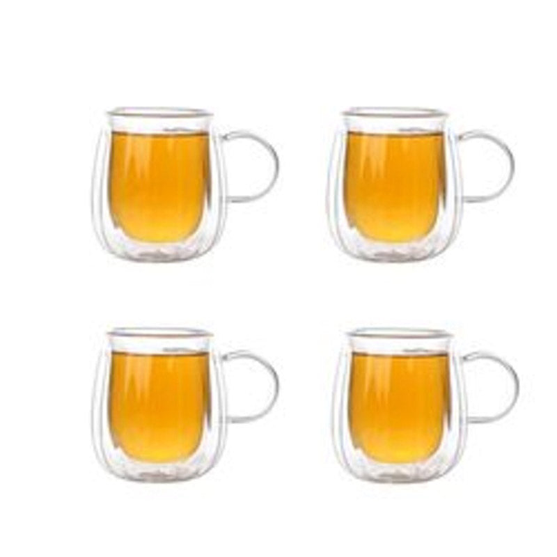 Mug & Tea Cup - Myun Double Wall Glass Cup (250 ML) - Set Of Four