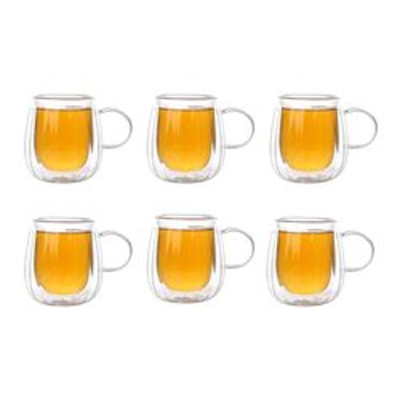 Mug & Tea Cup - Myun Double Wall Glass Cup (250 ML) - Set Of Six