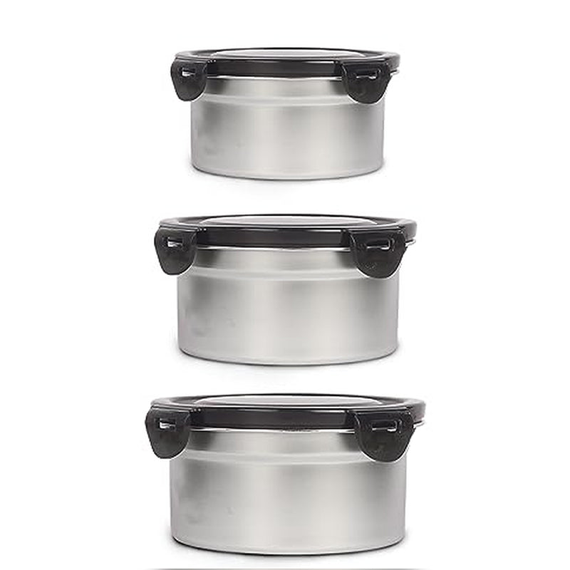 Container - Altora Airtight Steel Lunch Box (350 ML, 550 Ml, 850 ML) - Set Of Three