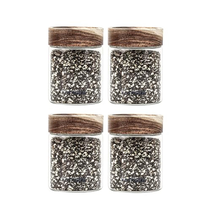 Jar - Ethel Storage Jar With Wooden Screw Lid (350 ML) - Set Of Four