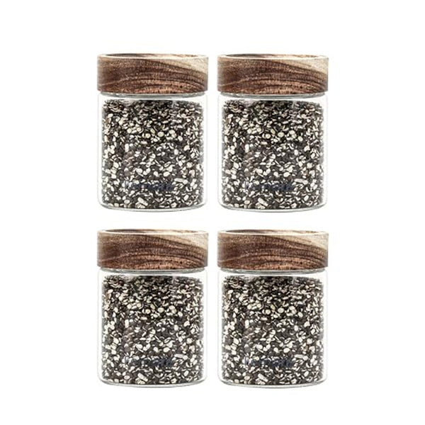 Jar - Ethel Storage Jar With Wooden Screw Lid (350 ML) - Set Of Four