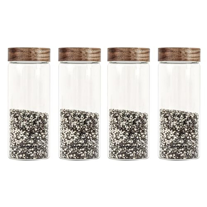 Jar - Ethel Storage Jar With Wooden Screw Lid (750 ML) - Set Of Four