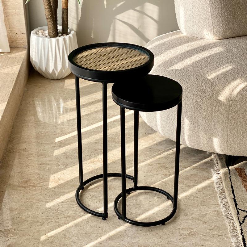 Buy Meha Rattan Accent Table - Set Of Two Side & Bedside Tables from Vaaree