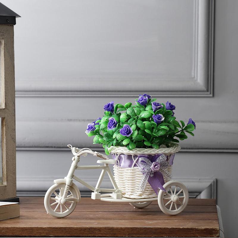 Buy Faux Violet Flower Plant On Mini Cycle Rikshaw Artificial Plants from Vaaree