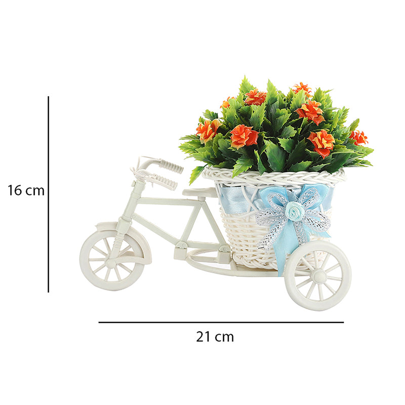 Artificial Plants - Faux Orange Rose Plant On Cycle Rikshaw