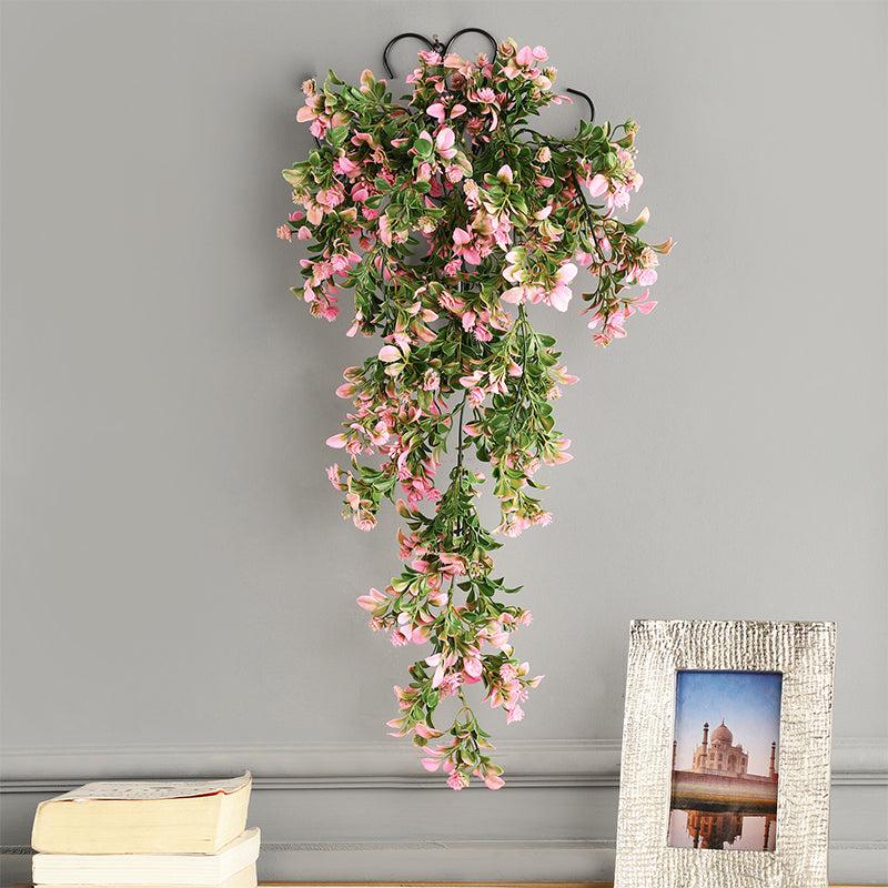 Buy Faux Pink Flower Vine With Metal Wall Stand Artificial Plants from Vaaree