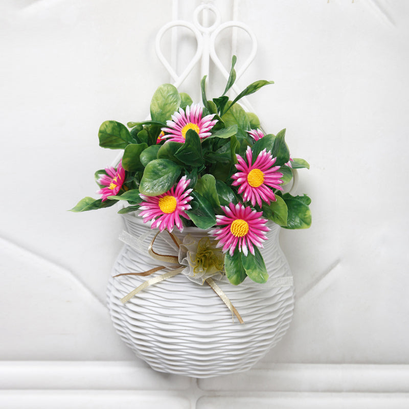 Buy Faux Pink Daisy Plant With Wall Hanging Pot Artificial Plants from Vaaree