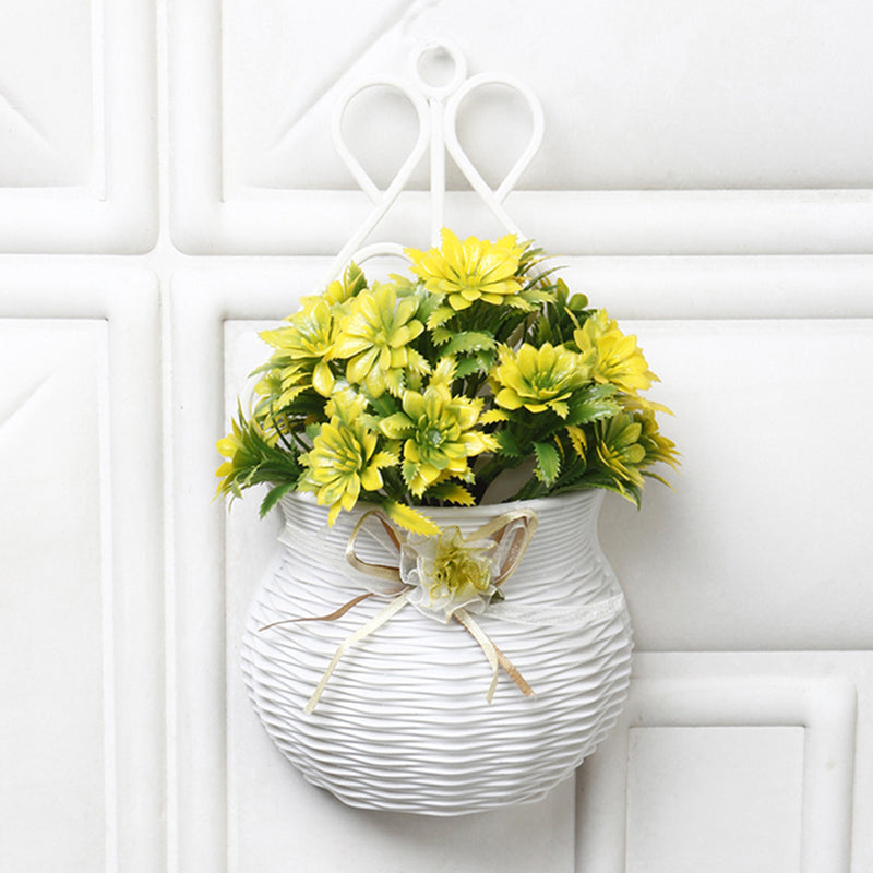 Artificial Plants - Faux Yellow Gebra Plant With Wall Hanging Pot