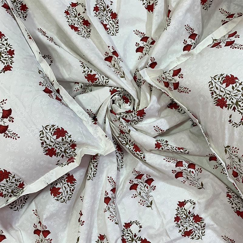 Buy Garbha Ethnic Bedsheet - White & Red Bedsheets from Vaaree