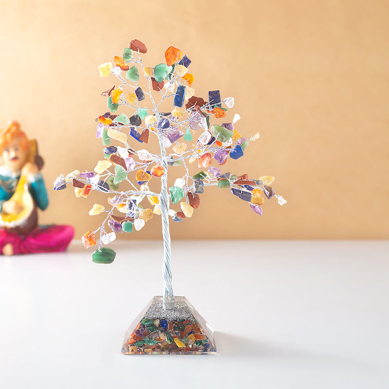 Showpieces - Chi Flow Handcrafted Agate Stone Wish Tree Showpiece - Multicolor