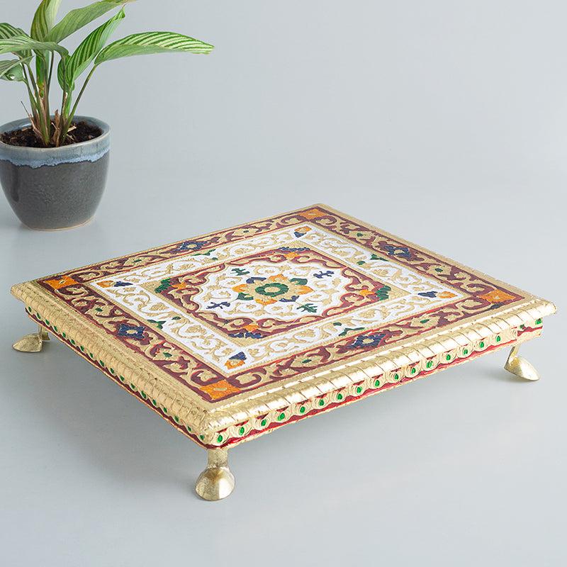 Buy Deva Handcrafted Meenakari Wooden Chowki Pooja Chowki from Vaaree