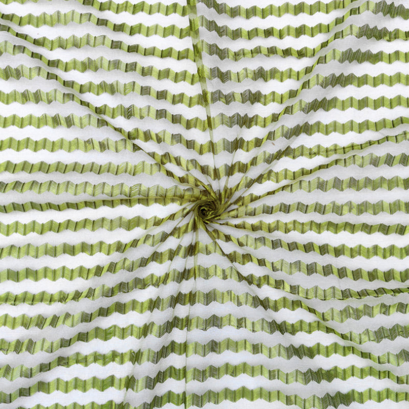 Curtains - Atla Net Stripe Sheer Curtain (Green) - Set Of Two