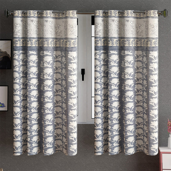 Holly Floral Curtain (Grey) - Set Of Two